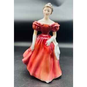 Vintage England Royal Doulton 8” Lady Figurine HN 2220 Winsome Red Dress Signed